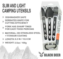 ست قاشق و چنگال بلک دیر / Black Deer - مدل روکش تیتانیوم - فروشگاه کلیکمپ