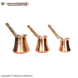 قهوه جوش مسی دسته چوبی سایز بزرگ
