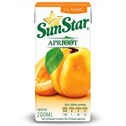 آبميوه پاکتي زردآلو 200 سان استار