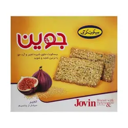 بيسکوييت شيره انجير و ارد جو با تزيين کنجد و شويد جوين گرجي 350 گرمي