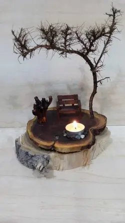 طرح فانتزی درخت و نیمکت کف کار چوب کهور