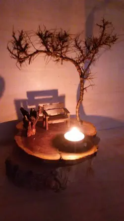 طرح فانتزی درخت و نیمکت کف کار چوب کهور