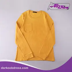 بلوز آستین بلند ساده تک جیب