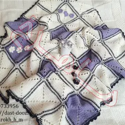 پتوی نوزاد قلاب بافی دخترانه با آستر مخمل طرح شکوفه