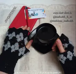 دستکش قلاب بافی زنانه طرح سنتی