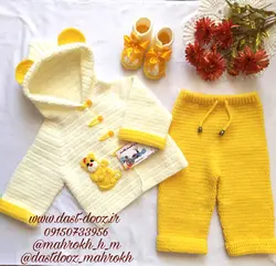 ست قلاب بافی نوزادو کودک ضخیم طرح گیشا