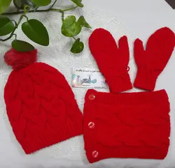 شال، کلاه و دستکش دستبافت مدل گیسبافت1(سفارشی)