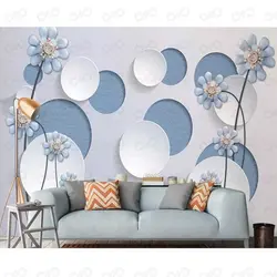 پوستر دیواری سه بعدی لوکس طرح گل فانتزی کد wp-lux-138