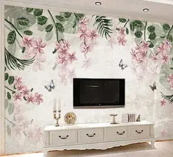 پوستر کاغذ دیواری - پشت تلویزیون - طرح گل یاسمن و پروانه - کد wp-lux-007