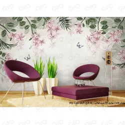 پوستر کاغذ دیواری - پشت تلویزیون - طرح گل یاسمن و پروانه - کد wp-lux-007