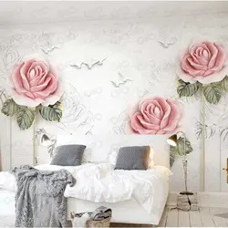 پوستر دیواری سه بعدی طرح گل رز صورتی سری لوکس 2018 کد wp-lux-010