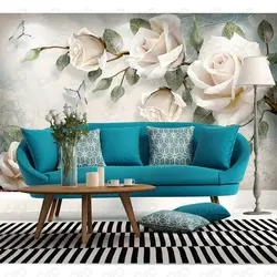 پوستر دیواری سه بعدی لوکس طرح گل سفید کد wp-lux-020