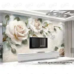 پوستر دیواری سه بعدی لوکس طرح گل سفید کد wp-lux-020