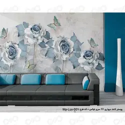 پوستر دیواری سه بعدی لوکس طرح گل رز آبی کد wp-lux-001