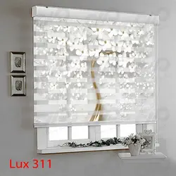 پرده زبرا - طرح گل های سفید - کد lux311