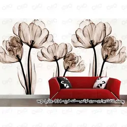 پوستر سه بعدی - پشت تلویزیون - طرح گل کرم قهوه ای - کد wp-lux-134