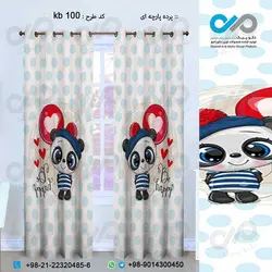 پرده پارچه ای سه بعدی کودک طرح خرس کوچولو قایق سوار-کد kb 127