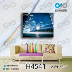 تابلو دیواری دکوپیک باطرح ساختمان ها وخیابان درسرعت -کدH4541 مستطیل افقی