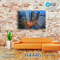 تابلو دیواری دکوپیک باطرح ساختمان هاوبرج ها نمای بالا- کد H4446 مستطیل افقی