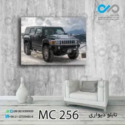 تابلو دیواری دکوپیک طرح خودرو مدرن مشکی دربرف-کد MC_256 - مستطیل افقی
