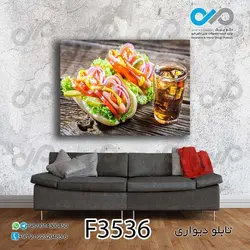 تابلو دیواری دکوپیک فست فود طرح هات داگ-F3536 مستطیل افقی