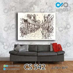 تابلو دیواری دکوپیک کافی شاپ با طرح کافه خیابانی- کد CS_542 مستطیل افقی