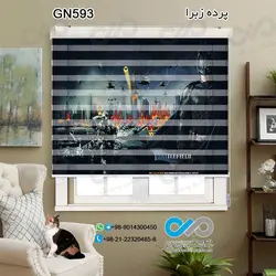 پرده زبرا سه بعدی پذیرایی- طرح گیم نت کامپو د بتالها - کد GN593