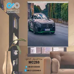 پرده شید رول سه بعدی پذیرایی طرح خودرومدرن درخیابان- کدMC288