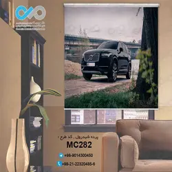 پرده شید رول سه بعدی پذیرایی طرح خودرومدرن مشکی-شاسی بلند- کدMC282
