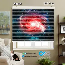 پرده زبرا سه بعدی پذیرایی - طرح کهکشان چند رنگ - کد ss312