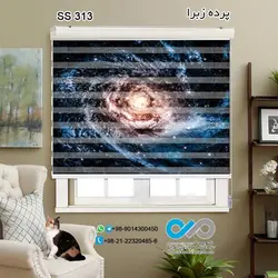پرده زبرا سه بعدی پذیرایی - طرح کهکشان چند رنگ - کد ss313