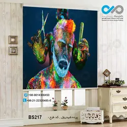 پرده شید رول آرایشگاه مردانه - با تصویر اصلاح مو - کد BS-217