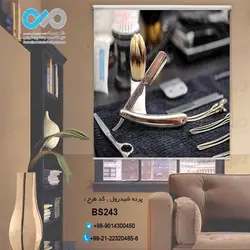 پرده شید رول آرایشگاه مردانه - با تصویر فرشه و تیغ - کد BS-243