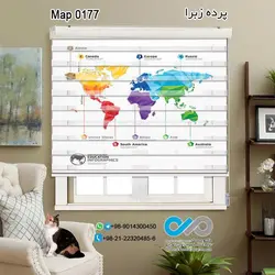 پرده زبرا تصویری پذیرایی - با تصویر نقشه چند رنگ - کدMap 0177