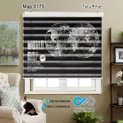 پرده زبرا تصویری پذیرایی - با تصویر نقشه رنگ سیاه سفید - کدMap 0175