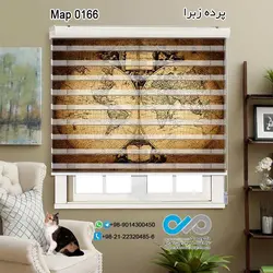 پرده زبرا تصویری پذیرایی - با تصویر نقشه طرح نوستالژی - کدMap 0166
