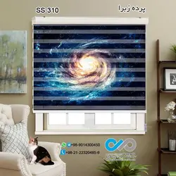 پرده زبرا سه بعدی پذیرایی - طرح کهکشان چند رنگ - کد ss310