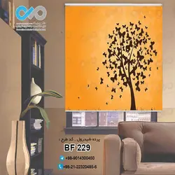 پرده شید پذیرایی باتصویروکتور درخت پراز پروانه-کدBF229