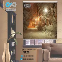 پرده شید پذیرایی با تصویردرختان برف نشسته درشب-کدN628