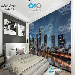 پوستر دیواری تصویری اتاق خواب با تصویرساختمانهای کناردریانمای دور-کدH4465