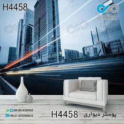 پوستر دیواری تصویری پذیرایی با تصویرخیابان و ساختمانها درسرعت -کدH4458