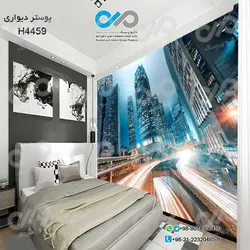 پوستر دیواری تصویری-اتاق خواب با تصویر-زیرگذروروگذر و ساختمانها درسرعت -کدH4459