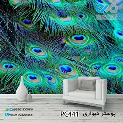 پوستر دیواری تصویری-پذیرایی -باتصویرمجموعه پرطاوس نمای نزدیک -کدPC441