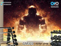 پوستر دیواری سه بعدی تصویری باشگاه بدنسازی تصویرورزشکار-وزنه-کدGM332
