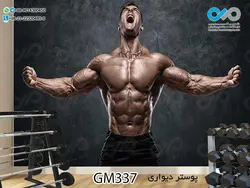 پوستر دیواری سه بعدی تصویری باشگاه بدنسازی وکتور دست ورزشکار-کدGM343
