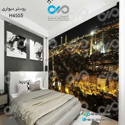 پوستردیواری تصویری اتاق خواب باتصویرنمای بالا ازشهر-شب -کد-H4555