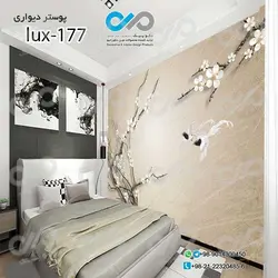 پوسترسه بعدی تصویری اتاق خواب باتصویردرخت پرشکوفه وپرنده ها -کدlux-177