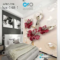 پوسترسه بعدی تصویری اتاق خواب باتصویرلوکس گل های مرواریدی-کدlux-148