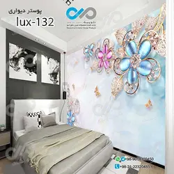 پوسترسه بعدی تصویری اتاق خواب باتصویرلوکس گلهای مرواریدی- کد lux-132