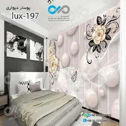 پوسترسه بعدی تصویری اتاق خواب لوکس با تصویرگل وپروانه-کدlux-197